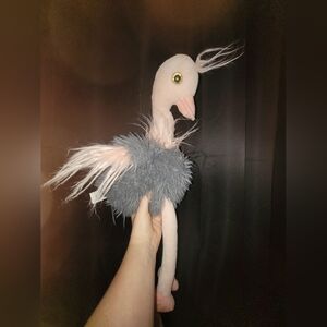 Plush Bird With Long Legs Pink and Gray FLAMINGO